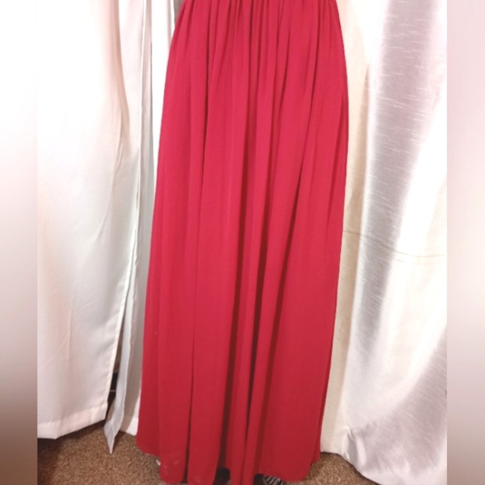 Bill Levkoff Formal Dress, Sleeveless Pleated bodice, Cut Out Back, Red, Long 4 - Picture 6 of 9